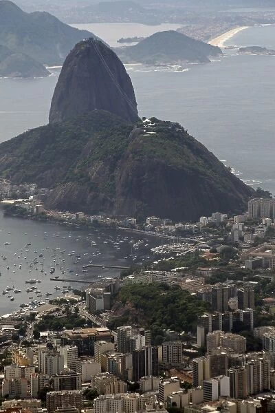 South America, Brazil, Rio de Janeiro. View of Sugarloaf from Corcovado, overlooking