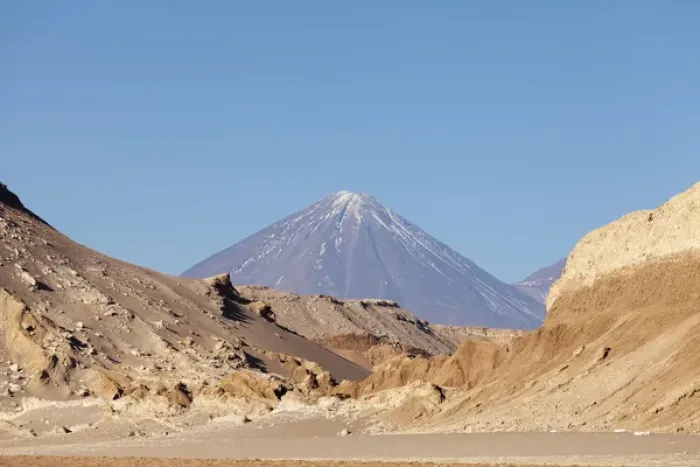 Framed Print : South America, Chile, Atacama desert - Moon Valley and volcan Licancabur, outside Framed Print : South America, Chile, Atacama desert - Moon Valley and volcan Licancabur, outside
