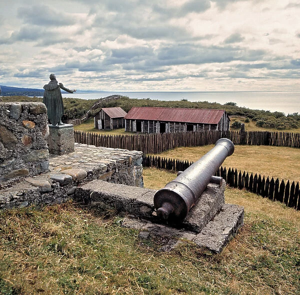 South America, Chile, Fuerte Bulnes. Cannons protected the outpost of Fuerte Bulnes