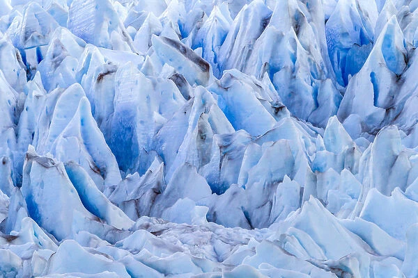 South America, Chile, Patagonia, Torres del Paine National Park. Close-up of blue glacier