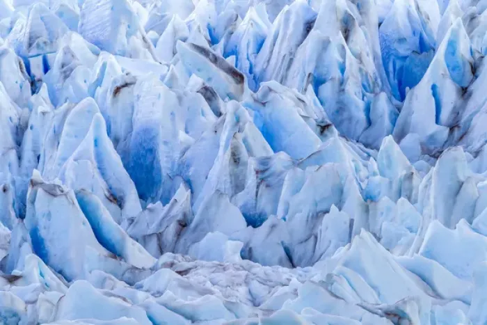 Framed Print : South America, Chile, Patagonia, Torres del Paine National Park. Close-up of blue glacier