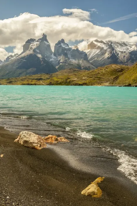 Framed Print : South America, Chile, Patagonia. Lake Pehoe and The Horns mountains Framed Print : South America, Chile, Patagonia. Lake Pehoe and The Horns mountains