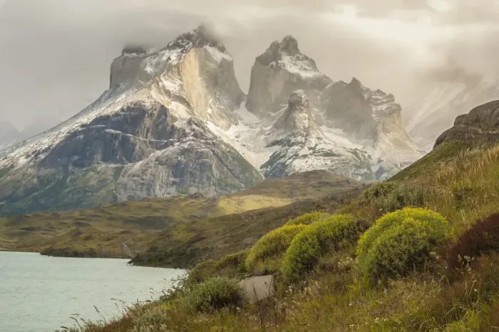 Framed Print : South America, Chile, Patagonia. Lake Pehoe and The Horns mountains Framed Print : South America, Chile, Patagonia. Lake Pehoe and The Horns mountains