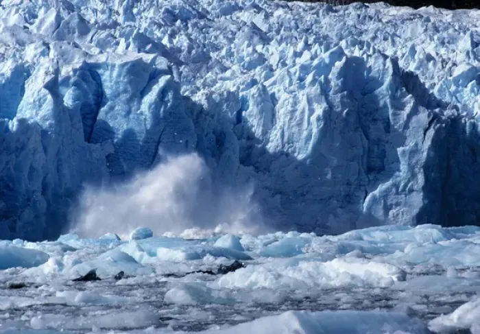 Framed Print : South America, Chile, San Rafael Lagoon NP. A newly-calved iceberg splashes against Framed Print : South America, Chile, San Rafael Lagoon NP. A newly-calved iceberg splashes against