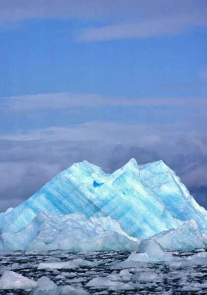 South America, Chile, San Rafael Lagoon NP. Icebergs form and float away into the