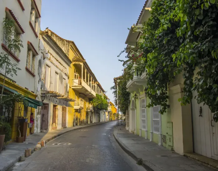 Framed Print : South America, Colombia, Cartagena, Charming residential street in historic Cartagena Framed Print : South America, Colombia, Cartagena, Charming residential street in historic Cartagena
