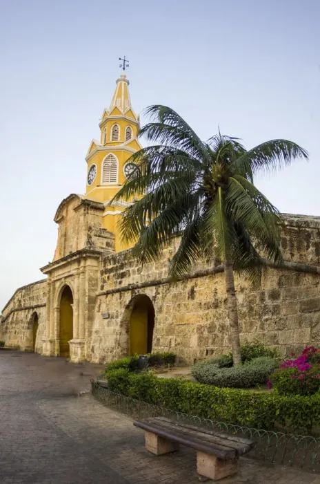 Framed Print : South America, Colombia, Cartagena, The famed Clock Tower, Torre de Reloj, rises