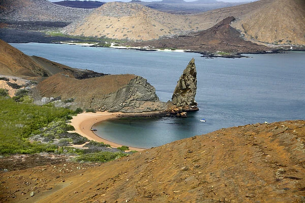 South America, Ecuador, Galapagos Islands. Pinnacle Rock of Bartholomew Island