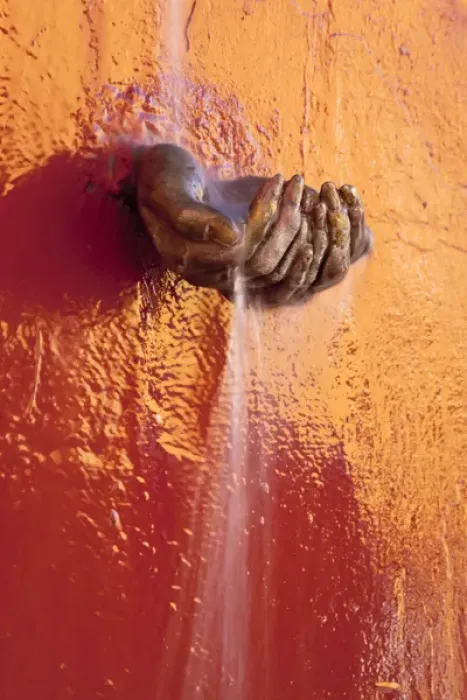 Framed Print : South America, Mexico, San Miguel de Allende. Fountain detail of water dropping in cupped hands Framed Print : South America, Mexico, San Miguel de Allende. Fountain detail of water dropping in cupped hands
