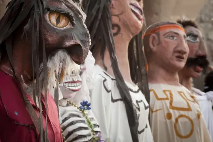 Framed Print : South America, Mexico, San Miguel de Allende. Close-up of parade costumes. Credit as