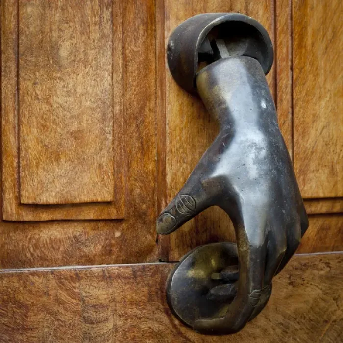 Framed Print : South America, Mexico, San Miguel de Allende. Detail of a door and door knocker. Credit as Framed Print : South America, Mexico, San Miguel de Allende. Detail of a door and door knocker. Credit as