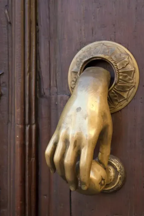 Framed Print : South America, Mexico, San Miguel de Allende. Detail of a door and door knocker. Credit as Framed Print : South America, Mexico, San Miguel de Allende. Detail of a door and door knocker. Credit as