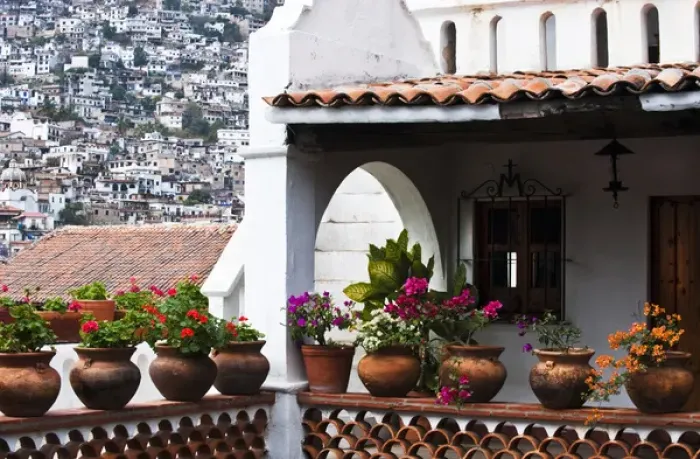 Framed Print : South America, Mexico, Taxco. Close-up of a home with other houses on hillside. Credit as Framed Print : South America, Mexico, Taxco. Close-up of a home with other houses on hillside. Credit as