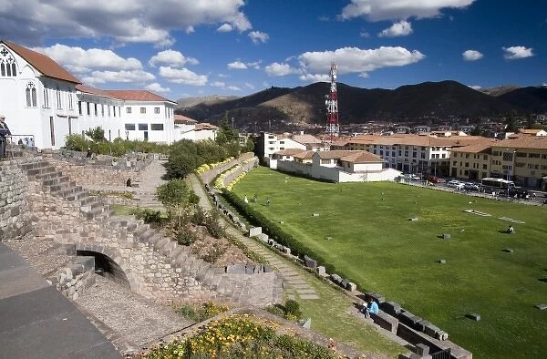 South America - Peru - Cusco. View of city from the Inca site of Coricancha (once