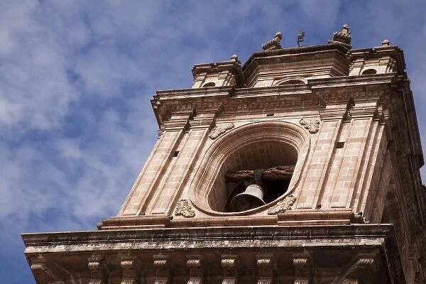 South America, Peru, Cuzco. The bell at Iglesia de la CompaAnAia de Jesus. (UNESCO
