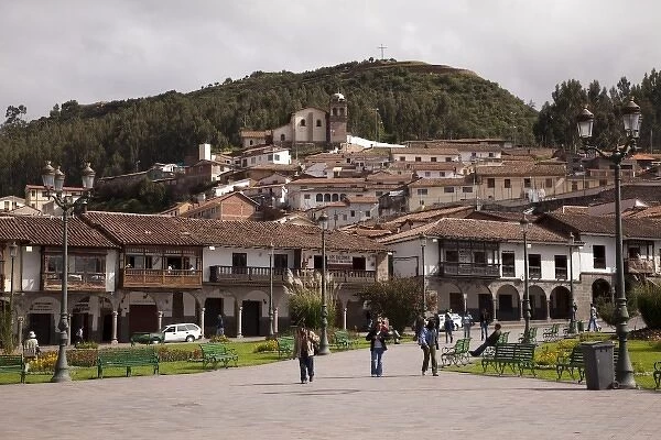 South America, Peru, Cuzco. A view of the hills from the square. (UNESCO World Heritage