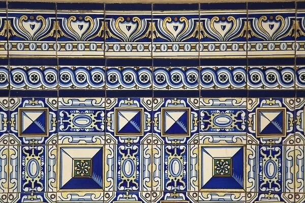 South America, Peru, Historic Centre of Lima. Colorful tile in the entry of the Basilica Cathedral