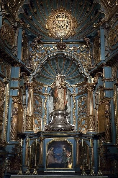 South America, Peru, Historic Centre of Lima. A statue of Mary holding the baby Jesus