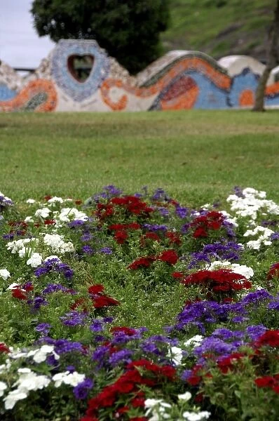 South America, Peru, Lima, Miraflores. Love Park aka Parque del Amor. Colorful tile