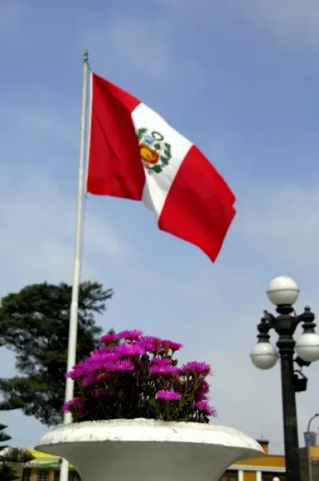 Framed Print : South America, Peru, Lima. Town square with flag in front of the National Museum Framed Print : South America, Peru, Lima. Town square with flag in front of the National Museum