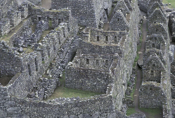 South America, Peru, Machu Picchu. Top angle view of ancient ruins