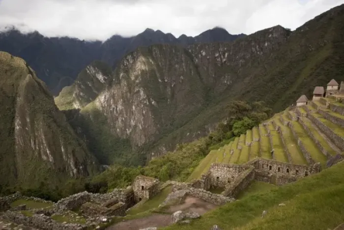 Framed Print : South America, Peru, Machu Picchu. View of agricultural terraces and surrounding mountains Framed Print : South America, Peru, Machu Picchu. View of agricultural terraces and surrounding mountains
