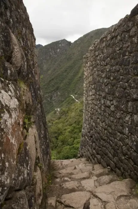 Framed Print : South America, Peru, Machu Picchu. Stone stairway between walls. (UNESCO World Heritage Framed Print : South America, Peru, Machu Picchu. Stone stairway between walls. (UNESCO World Heritage