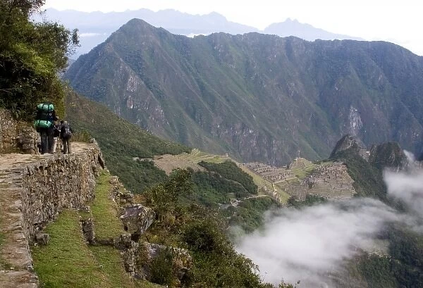 South America - Peru. Overall view of the lost Inca city of Machu Picchu and surroundings