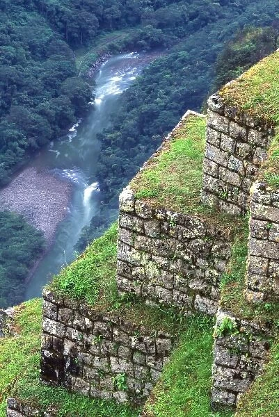 South America; Peru; Urubamba River flowing below Machu Picchu