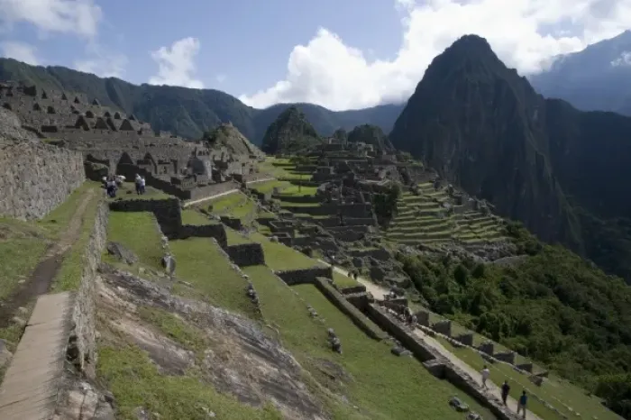 Framed Print : South America - Peru. View of the lost Inca city of Machu Picchu. Huayna Picchu in background Framed Print : South America - Peru. View of the lost Inca city of Machu Picchu. Huayna Picchu in background