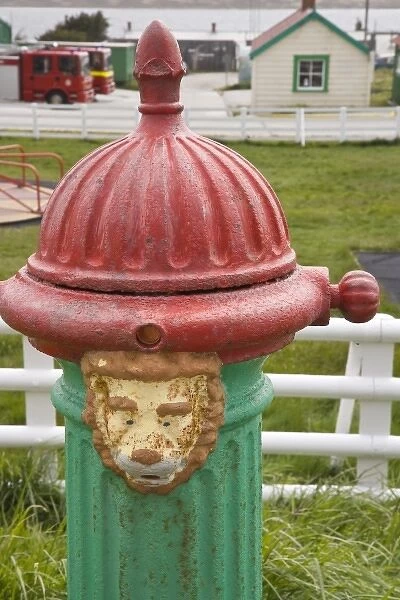 South Atlantic, Falkland Islands, Stanley. Close-up of fire hydrant