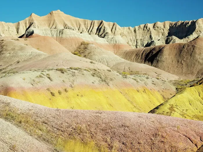 Framed Print : South Dakota, Badlands National Park. Badlands rock formations, Yellow Mounds Framed Print : South Dakota, Badlands National Park. Badlands rock formations, Yellow Mounds