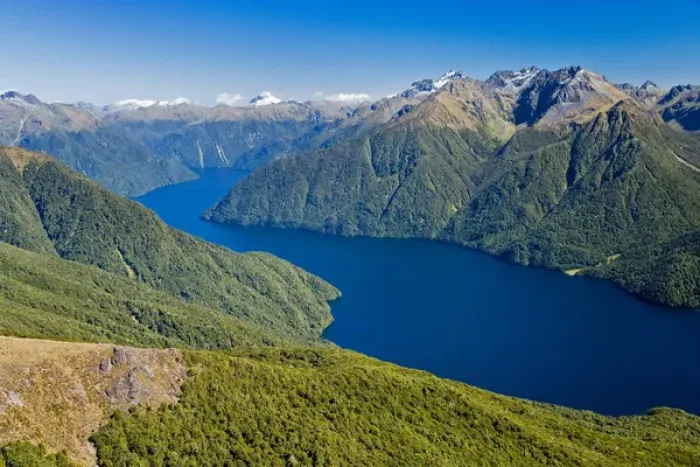 Framed Print : South Fiord, Lake Te Anau, Fiordland National Park, South Island, New Zealand - aerial