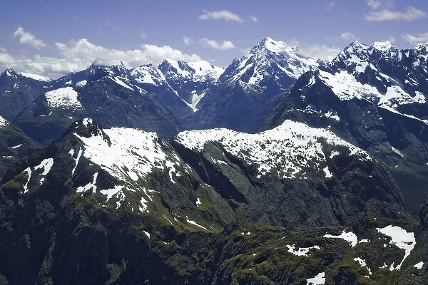 South Pacific, New Zealand, South Island. Aerial view of the Southern Alps. Credit as