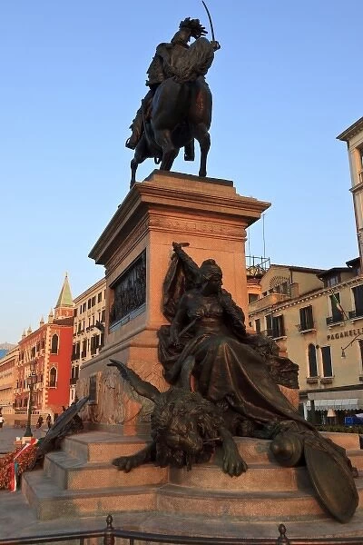 South Zaccaria waterfront area near St. Marks Square, Statue of Daniele Manin who