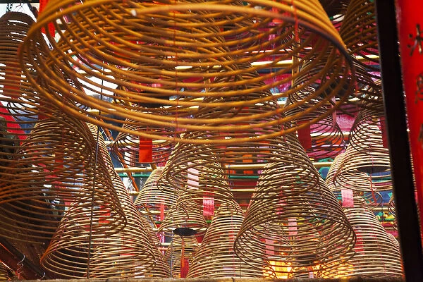 Southeast Asia; China; Hong Kong; Spiral Incense sticks at Man Mo Temple or Man Mo Miu
