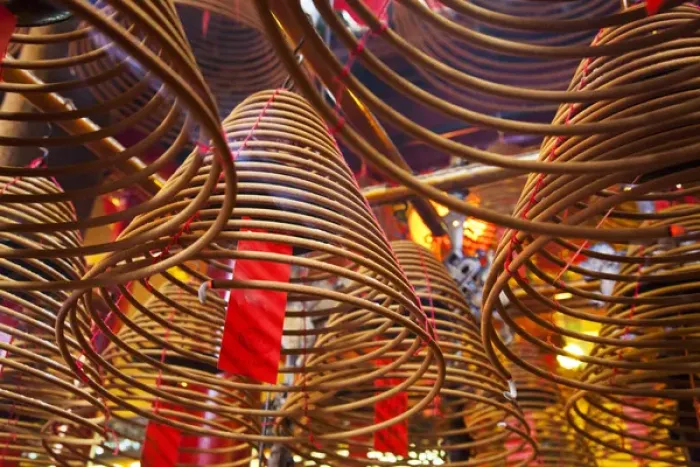Framed Print : Southeast Asia; China; Hong Kong; Spiral Incense sticks at Man Mo Temple or Man Mo Miu