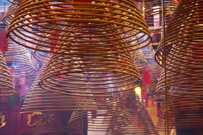 Framed Print : Southeast Asia; China; Hong Kong; Spiral Incense sticks at Man Mo Temple or Man Mo Miu