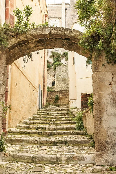 Southern Italy, Basilicata, Province of Matera. Arched pathways