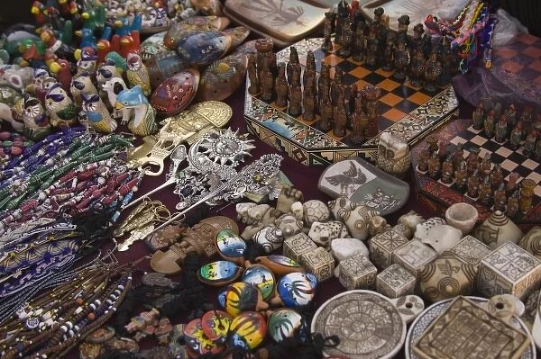 Souvenirs displayed in market, Raqchi (near Cuzco), Peru