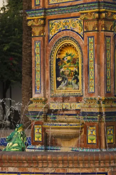 Framed Print : Spain, Andalucia Region, Cadiz Province, Vejer de la Frontera, tiled fountain Framed Print : Spain, Andalucia Region, Cadiz Province, Vejer de la Frontera, tiled fountain