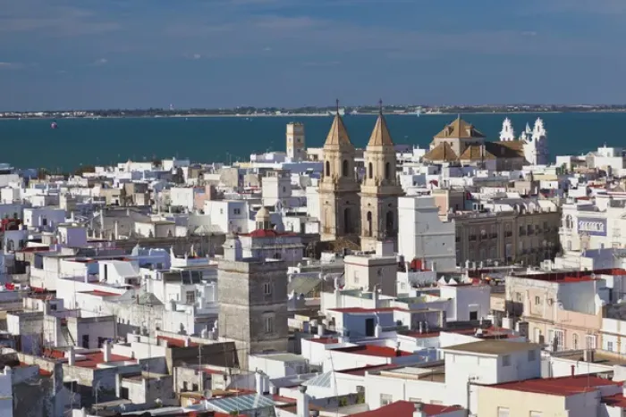 Framed Print : Spain, Andalucia Region, Cadiz Province, Cadiz, elevated city view from the Torre Framed Print : Spain, Andalucia Region, Cadiz Province, Cadiz, elevated city view from the Torre