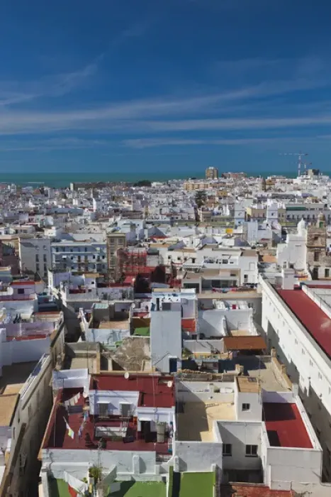 Framed Print : Spain, Andalucia Region, Cadiz Province, Cadiz, elevated city view from the Torre