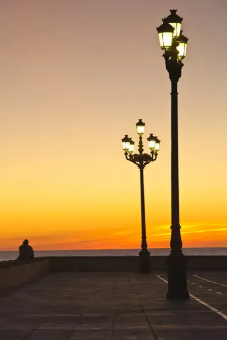 Framed Print : Spain, Andalucia Region, Cadiz Province, Cadiz, waterfront view, dusk Framed Print : Spain, Andalucia Region, Cadiz Province, Cadiz, waterfront view, dusk