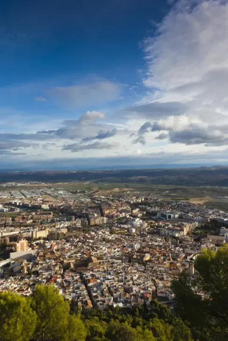 Framed Print : Spain, Andalucia Region, Jaen Province, Jaen, elevated city view from the Cerro de Framed Print : Spain, Andalucia Region, Jaen Province, Jaen, elevated city view from the Cerro de