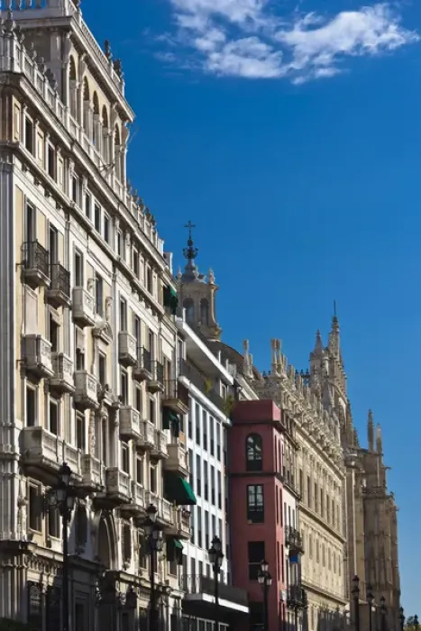 Framed Print : Spain, Andalucia Region, Seville Province, Seville, buildings along the Avenida Constitucion Framed Print : Spain, Andalucia Region, Seville Province, Seville, buildings along the Avenida Constitucion