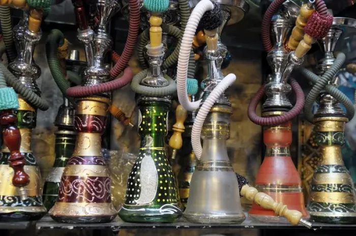Framed Print : Spain, Andalusia, Granada. Moroccan hookahs for sale in a small shop Framed Print : Spain, Andalusia, Granada. Moroccan hookahs for sale in a small shop