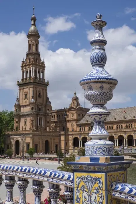 Framed Print : Spain, Andalusia, Seville. The elaborately and traditionally decorated Plaza de Espana Framed Print : Spain, Andalusia, Seville. The elaborately and traditionally decorated Plaza de Espana
