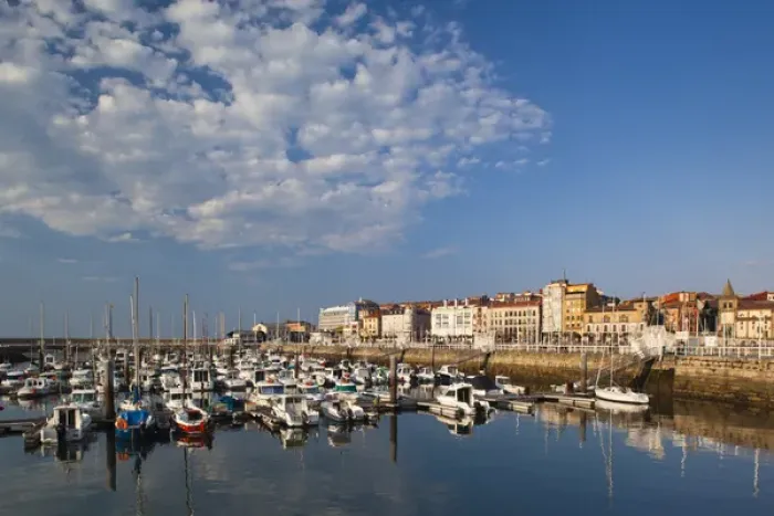 Framed Print : Spain, Asturias Region, Asturias Province, Gijon, Cimadevilla Old Town, harborfront