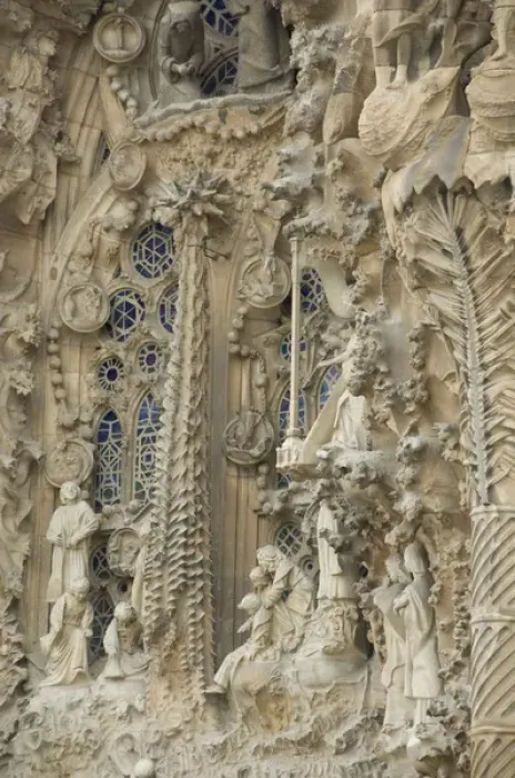 Framed Print : Spain, Barcelona. Gaudis La Sagrada Familia, Nativity Facade detail